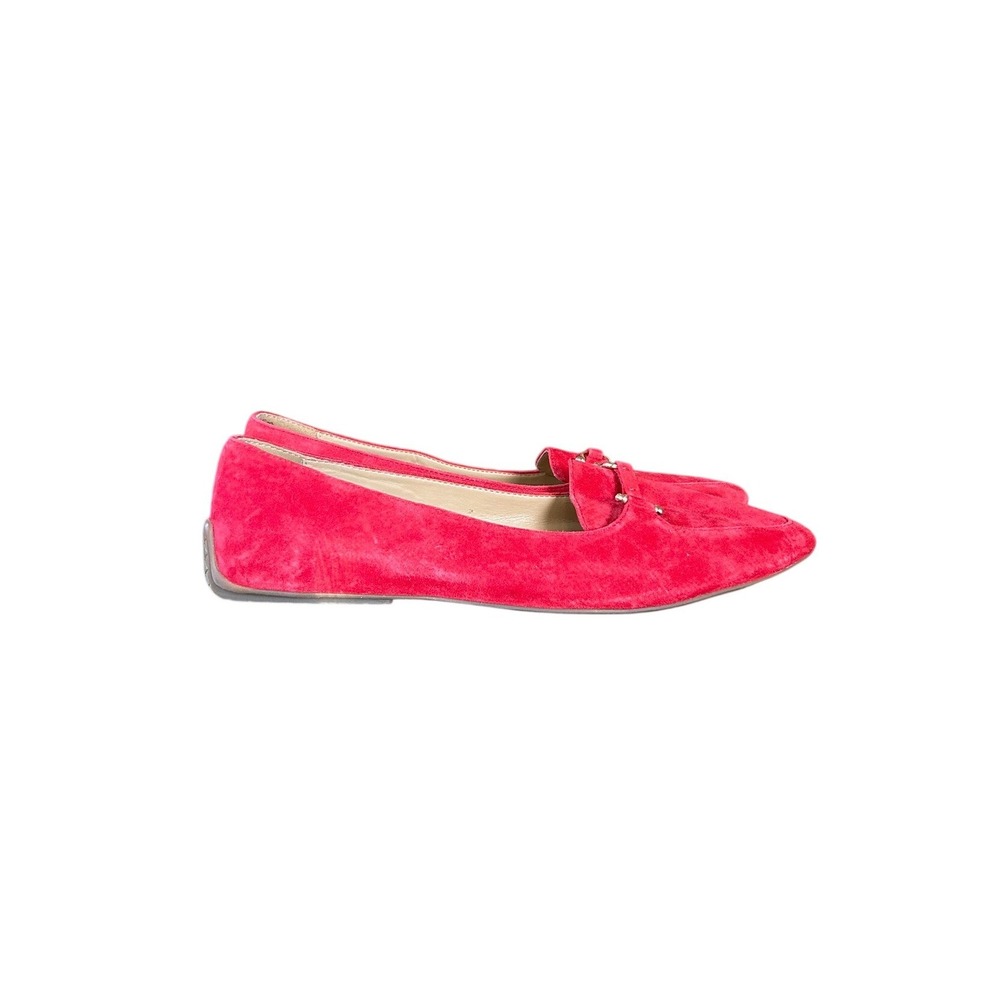 Talbots Womens Red Suede Pointed Toe Driving Loafers Bit Detail Size 10M